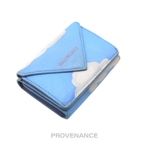 🔴 Balenciaga Papier Mini Card Wallet - Cloud Blue Leather - Picture 4 of 9